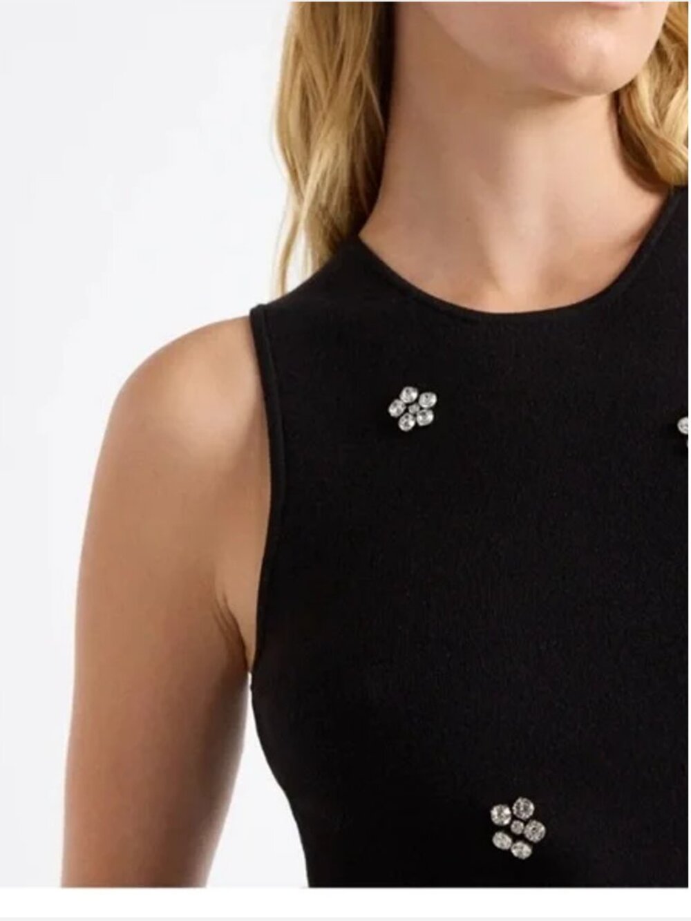 Free Assembly Beaded Black Sleeveless Midi Sweater Dress Women Various